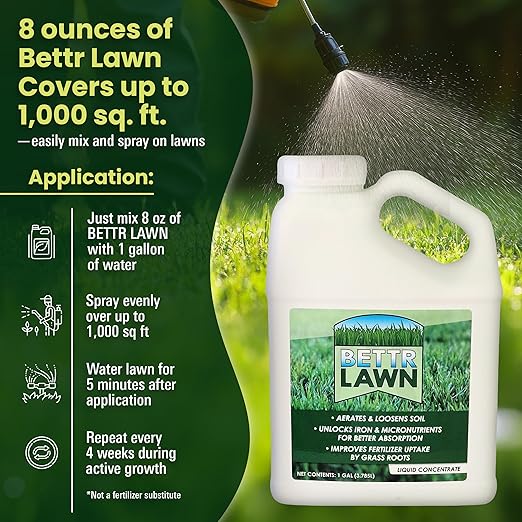 Bettr Lawn Liquid Lawn Aerator – Soil Activator &amp Clay Conditioner with Humic and Fulvic Acids – Grass Root Booster &amp Nutrient Enhancer Improves Lawn Health &amp Penetrates Compacted Soil –