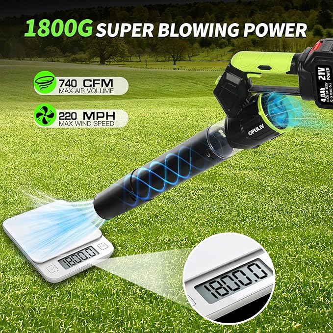 Leaf Blower Cordless 2in1 Electric Cordless Leaf Blower w/ 2 Batteries &amp Charger 4 Wind Speed 2 Handheld Modes 4.0/5.0AH Battery Lightweight Blowers for Patio Cleaning Lawn Yard Garage