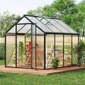 6x8FT Polycarbonate Greenhouse Walk-in Outdoor Aluminum Frame Greenhouse with Roof Vent Lockable Push Door for Garden Backyard Patio &amp Lawn