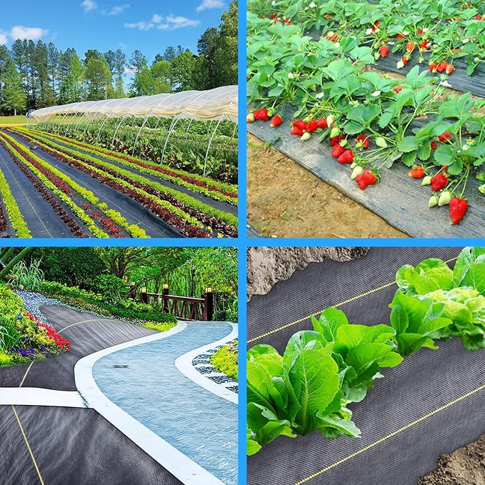 3.5oz Weed Barrier Fabric Custom Size 7ft x 107ft Heavy-Duty Woven Landscape Fabric with Staples for Garden Weed Control &amp High Permeability
