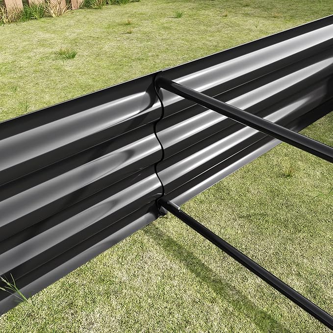Modern Raised Garden Bed Outdoor 6×3×1ft Metal Raised Rectangle Planter Beds for Plants Vegetables and Flowers - Black