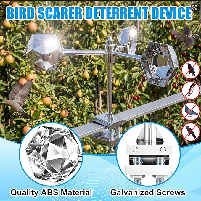 4 Pack Reflective Bird Repellent Insulated Outdoor Bird Reflector Deterrent Rotating Reflective Device Prevents Pigeon Sparrows Collisions Suitable for Gardens Rooftops Farms and Power Towers