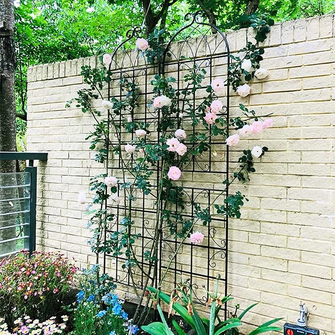 4 Pack Rustproof Metal Garden Trellis 86.7 x 19.7 Sturdy Trellis for Climbing Plants Outdoor Flower and Vine Support Black