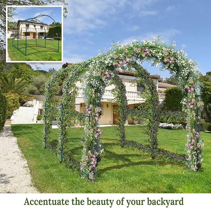 BenefitUSA Large Walk-in Garden Plant Arch Greenhouse Replacement Frame for Flowers/Fruits/Vegetables/Party (8.2 x 7 x 7.2ft)