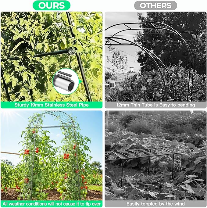 Garden Arch Trellis for Climbing Plants 82 Inch Tall Grape Trellies for OutdoorFlower Vegetable Tomato Cucumber Trellis with Clamp Netting Metal Vine Plants Support for Wedding Garden Decoration