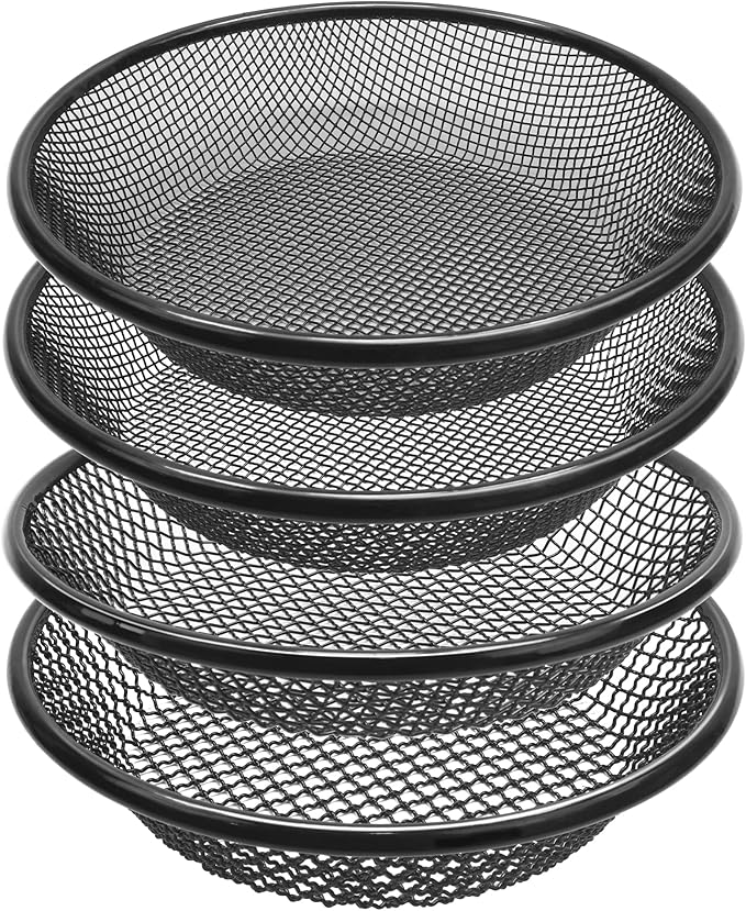4Pcs 11.8 W Soil Sifter for Gardening 2468mm Grid Rock Sifter for 5 Gallon Bucket Stainless Steel Fine Dirt Sifter Compost Sifter for Capturing Dirt Sand Rocks and Filtering Compost (Black)