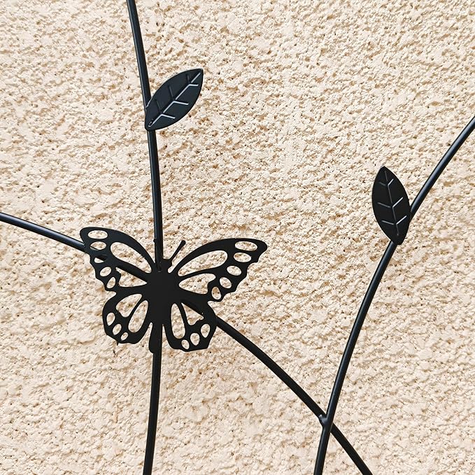 4 Pack Metal GTr71 x 19.7 Rustproof for Climbing Plants Outdoor Flower Support Butterfly Deco Black TR973