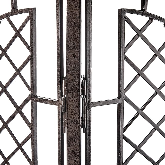 H Potter Large 2-Panel Garden Trellis 72 Installed Height 75 lb Heavy Iron Privacy Screen Freestanding Metal Outdoor Landscape Structure GAR573