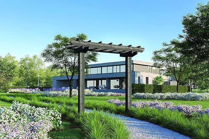 Vita Charcoal Gray Wildwood Cedar Arbor – 72 W x 90 H Garden Arch for Climbing Plants Wedding Ceremony &amp Backyard Décor Durable Two-Post Trellis Easy Assembly for Parties &amp Celebrations