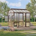 6x8 FT Heavy Duty Walk-in Wooden Greenhouse - Outdoor Green House Kit with 6mm Polycarbonate Ventilated Window &amp Lockable Door for Backyard Patio Lawn