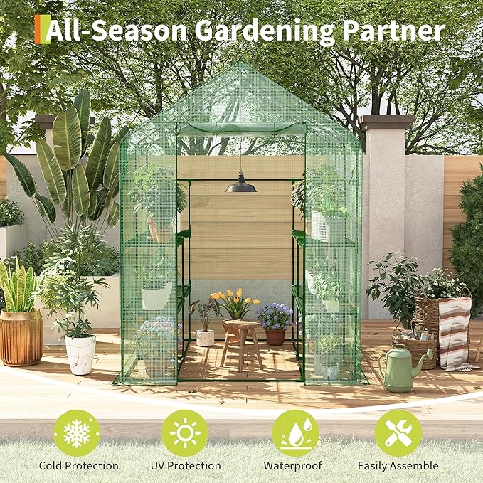 Portable Greenhouse 57 x 57 x 76'' Greenhouses for Outdoors Durable Small Green House Kit Thicken PE Cover Walk in Green Houses for Indoor Backyard Outside