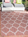 Unique Loom Outdoor Trellis Collection Area Rug (6' 1 x 9' Rectangle Rust Red/ Ivory)