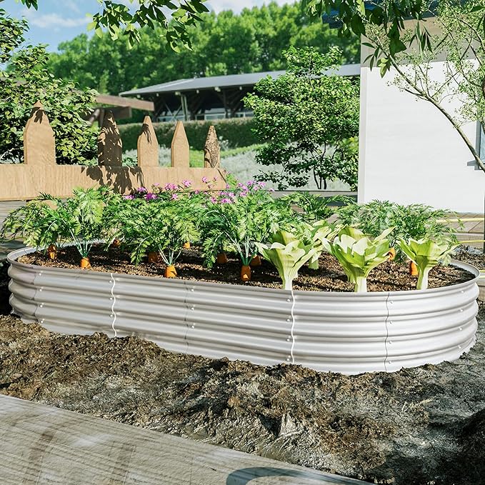 8x4x1ft Raised Garden Bed Kit Galvanized Planter Raised Garden Beds for Outdoor for VegetablesFlowers &ampHerbs Heavy Duty Rust-Resistant Easy Assembly