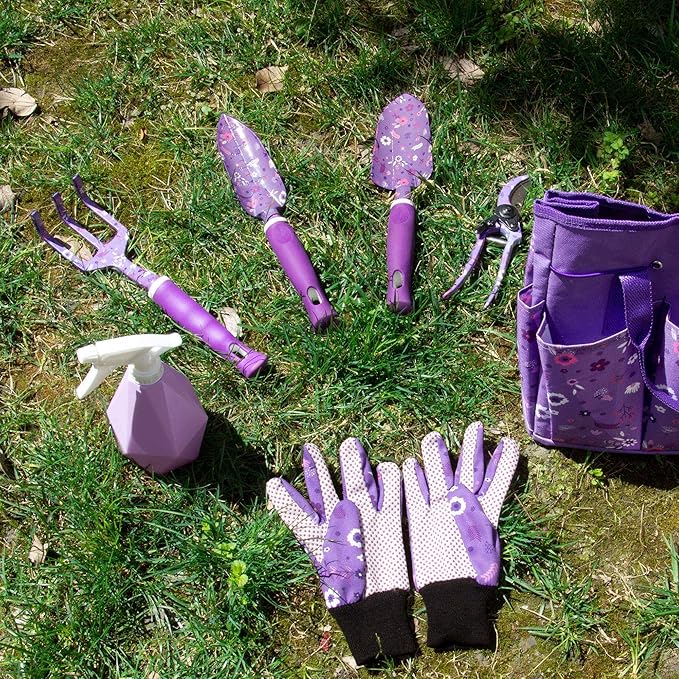 Gardening Gifts for Women Garden Tool Set Heavy Duty Gardening Hand Tools with Garden Tool Bag Purple