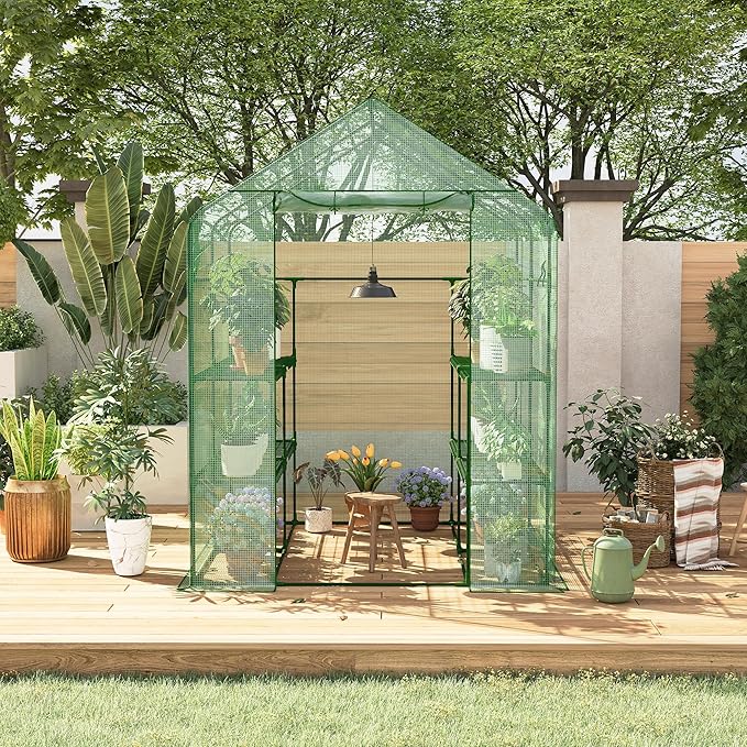 Portable Greenhouse 57 x 57 x 76'' Greenhouses for Outdoors Durable Small Green House Kit Thicken PE Cover Walk in Green Houses for Indoor Backyard Outside
