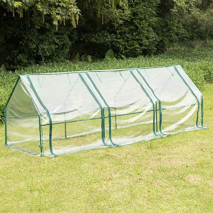 Gardenised Green Outdoor Waterproof Portable Plant Greenhouse with 2 Clear Zippered Windows Large