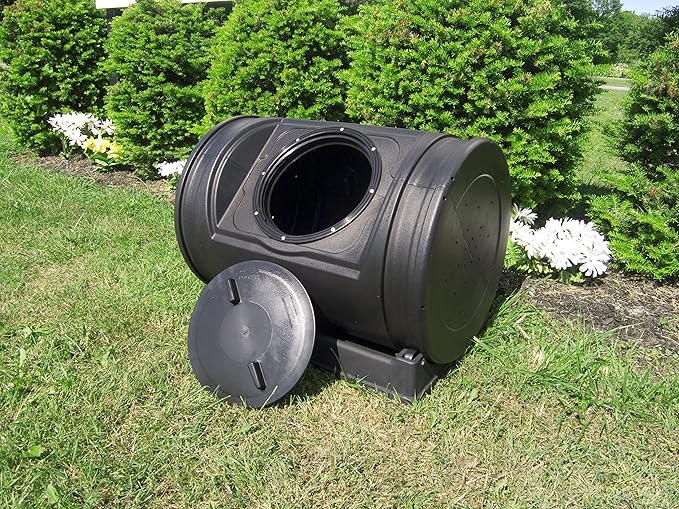 Good Ideas Compost Wizard Jr 7 Cubic Feet Outdoor Home Garden Compost Bucket Storage Container with Carrying Handles Black