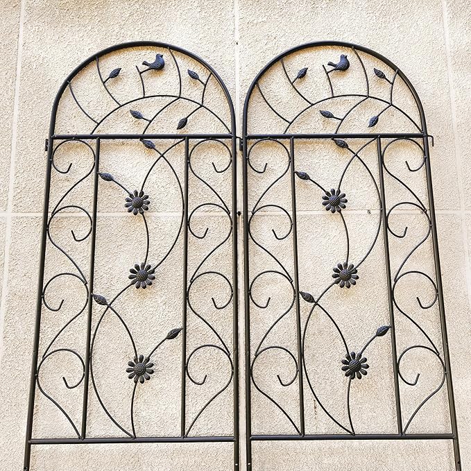 2-Pack Rustproof Metal Garden Trellis (86.7 x 19.7) | Tall &amp Modular Design | Single or Screen/Corner Use Easy Assembly for Climbing Plants &amp Garden Vertical Elegance (Brown)