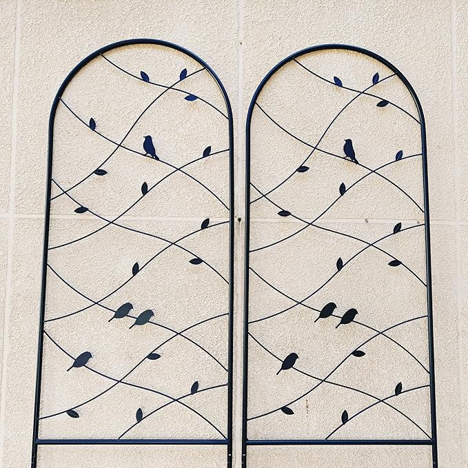 4 Pack Large Garden Trellis Heavy Duty Rustproof Iron Plant Trellis for Potted Plant Support Metal Climbing Rose Trellis Vine Vegetable Cucumber Black -86 H x 19.7 W