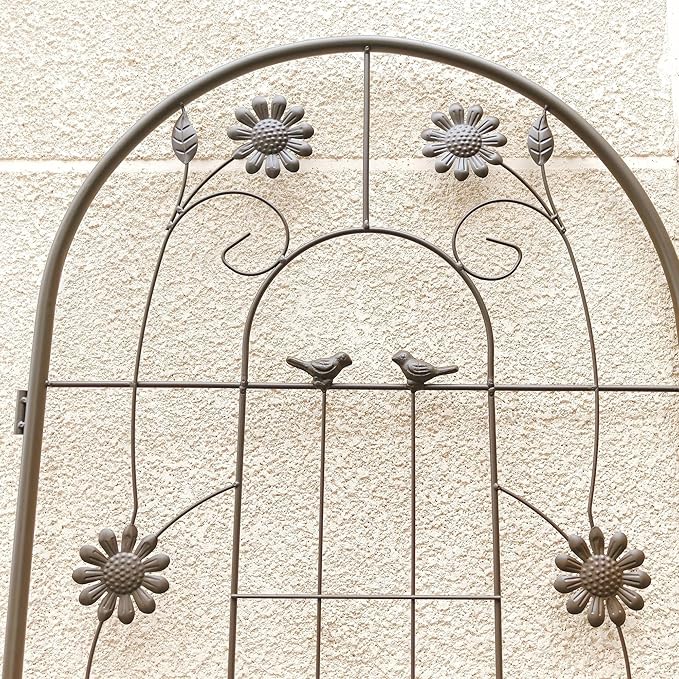 2/4 Pack Metal Garden Trellis for Climbing Plants Outdoor Flower Support Plant Trellis for Roses Vines Vegetables Patio Decor Practical(Brown2 Pack)