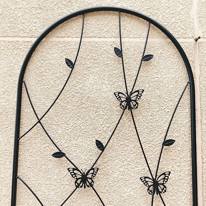 4 Pack Metal GTr71 x 19.7 Rustproof for Climbing Plants Outdoor Flower Support Butterfly Deco Black TR973