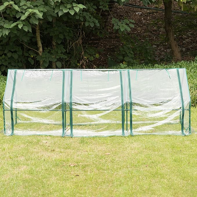 Gardenised Green Outdoor Waterproof Portable Plant Greenhouse with 2 Clear Zippered Windows Large