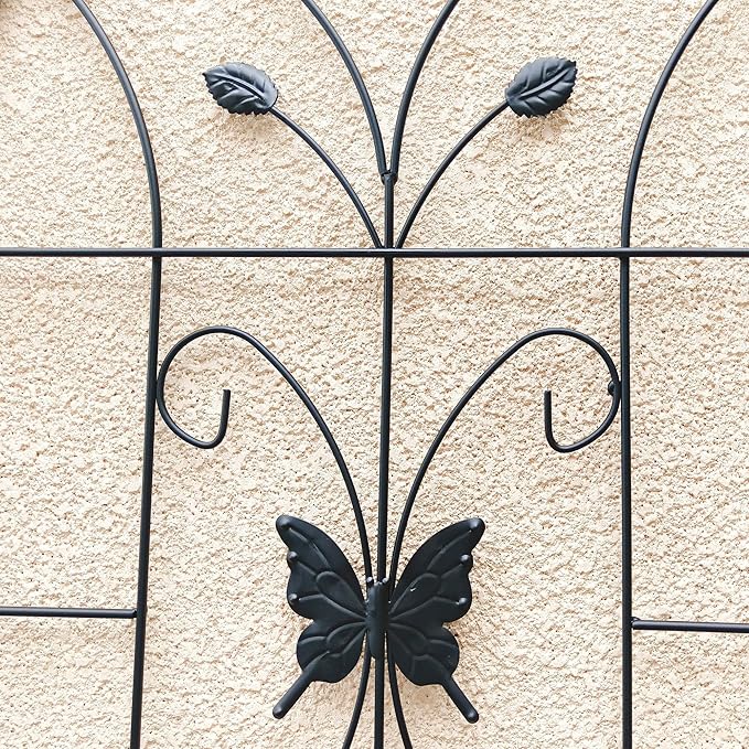 2 Pack Metal Garden Trellis 71 in x 19.7 in Rustproof Black Plant Support for Climbing Vines Roses Peas Cucumbers and Beans