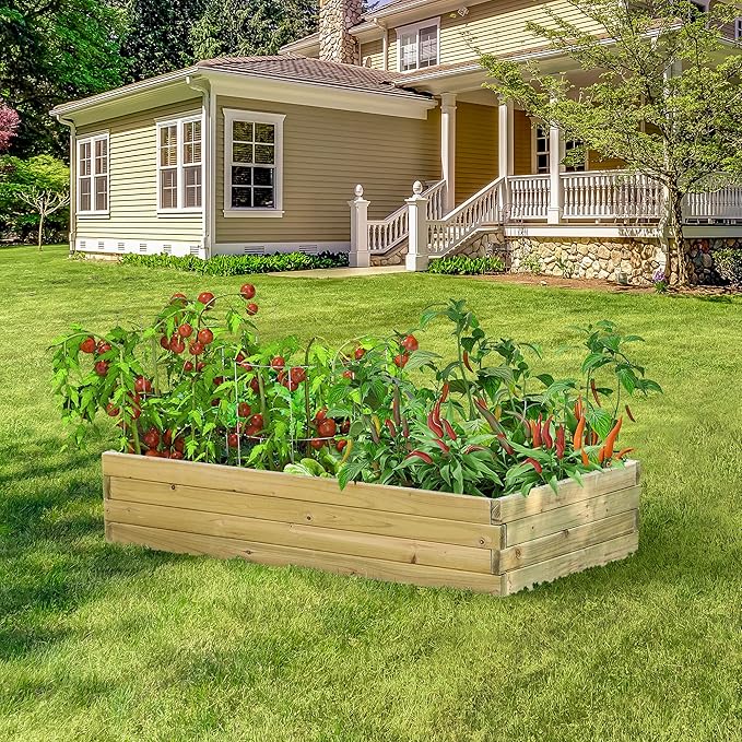 LuxenH me Wood 46 Raised Garden Bed Fir Wood Planting Bed Solid Wood for Vegetable Flower Herbfor Outdoor Lawn Yard Patio Use
