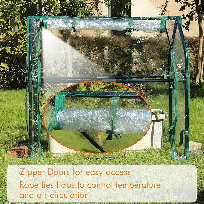 Gardzen Mini Greenhouse Heavy Duty Portable Green House Clear Tent Indoor or Outdoor for Plants 36.2”(L) x18.9”(W) x33.3”(H)