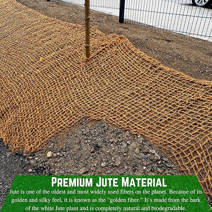 Farm Plastic Supply 100% Biodegradable Jute Erosion Control - 4' x 225' - Soil Saver Mesh Blanket Erosion Control Jute Netting Erosion Control Erosion Control Blanket (2 Rolls - 4' x 225')