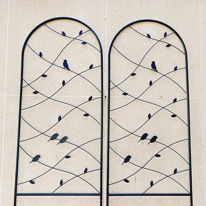 2 Pack Metal Garden Trellis 86.7 x 19.7 Rustproof Trellis for Climbing Plants Outdoor Flower Support Bird Deco Black