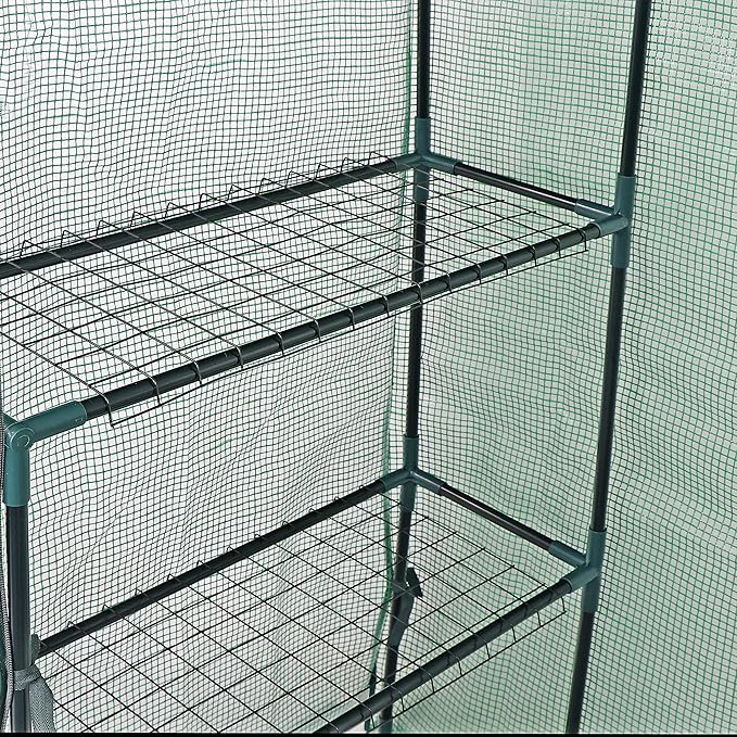 Smartxchoices Walk-in Greenhouse 3-Tier Outdoor Indoor with 6 Shelves Green Plants House for Seedlings Herbs or Flowers in Any Season-Gardening Rack Green