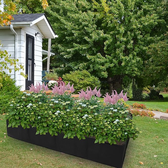 Gardzen 2 Pack Fabric Raised Garden Beds 2x4x1 FT - 8 Grids Grow Bed for Square Foot Gardening Planting Box for Vegetables Herbs Flowers