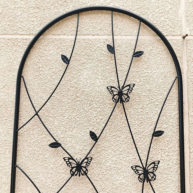 4 Pack Large Garden Trellis Heavy Duty Rustproof Iron Plant Trellis for Potted Plant Support Metal Climbing Rose Trellis Vine Vegetable Cucumber Black -71 H x 19.7 W