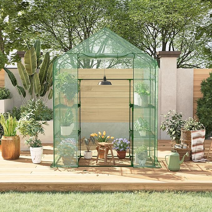 Portable Greenhouse 57 x 57 x 76'' Greenhouses for Outdoors Durable Small Green House Kit Thicken PE Cover Walk in Green Houses for Indoor Backyard Outside