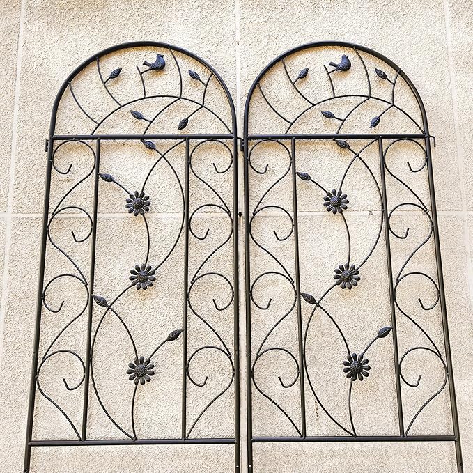 4 Pack Large Garden Trellis Heavy Duty Rustproof Iron Plant Trellis for Potted Plant Support Metal Climbing Rose Trellis Vine Vegetable Cucumber Brown -86 H x 19.7 W