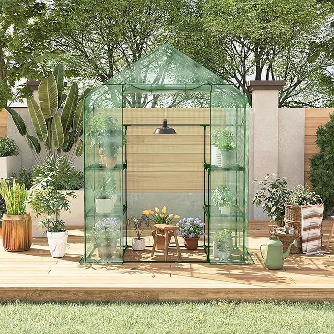 Portable Greenhouse 57 x 57 x 76'' Greenhouses for Outdoors Durable Small Green House Kit Thicken PE Cover Walk in Green Houses for Indoor Backyard Outside