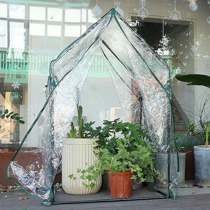 Gardzen Mini Greenhouse Heavy Duty Portable Green House Clear Tent Small Greenhouse for Indoor Outdoor Plants 36.2”(L) x36.2”(W) x59.5”(H)