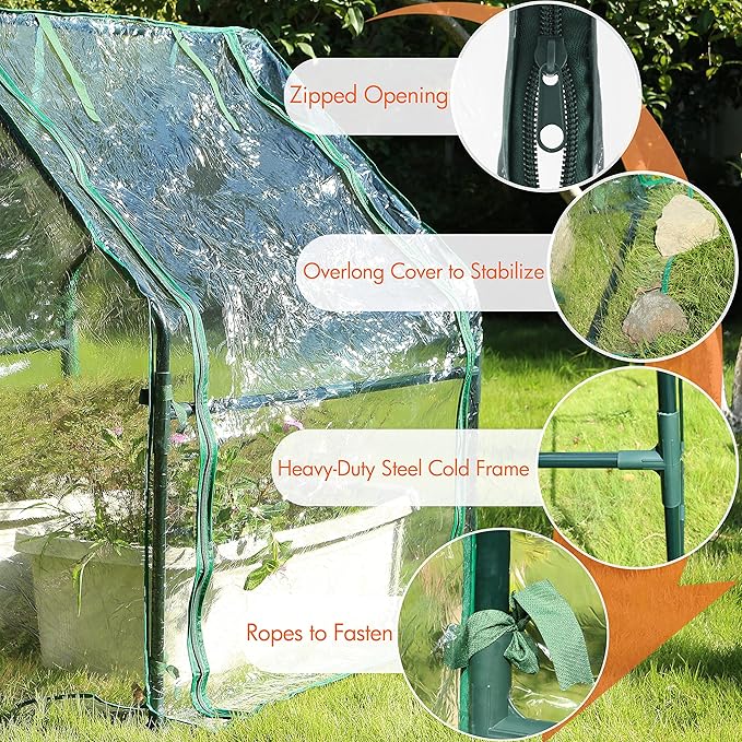Gardzen Mini Greenhouse Heavy Duty Portable Green House Clear Tent Small Greenhouse for Indoor Outdoor Plants 36.2”(L) x36.2”(W) x42.5”(H)