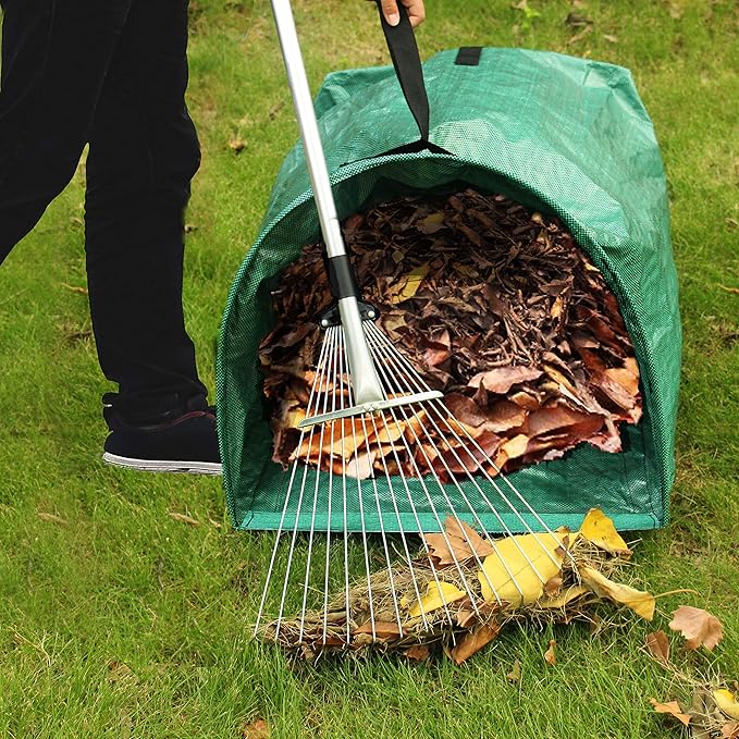 Gardzen 2-Pack 53 Gallon Dustpan-Type Yard Waste Bags Reusable Heavy Duty Collapsible Garden Leaf Bags Leaf Collector for Leaves Lawn Debris &amp Grass Clippings