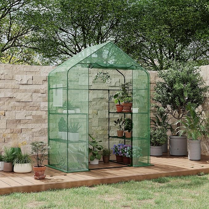 Portable Greenhouse 57 x 57 x 76'' Greenhouses for Outdoors Durable Small Green House Kit Thicken PE Cover Walk in Green Houses for Indoor Backyard Outside