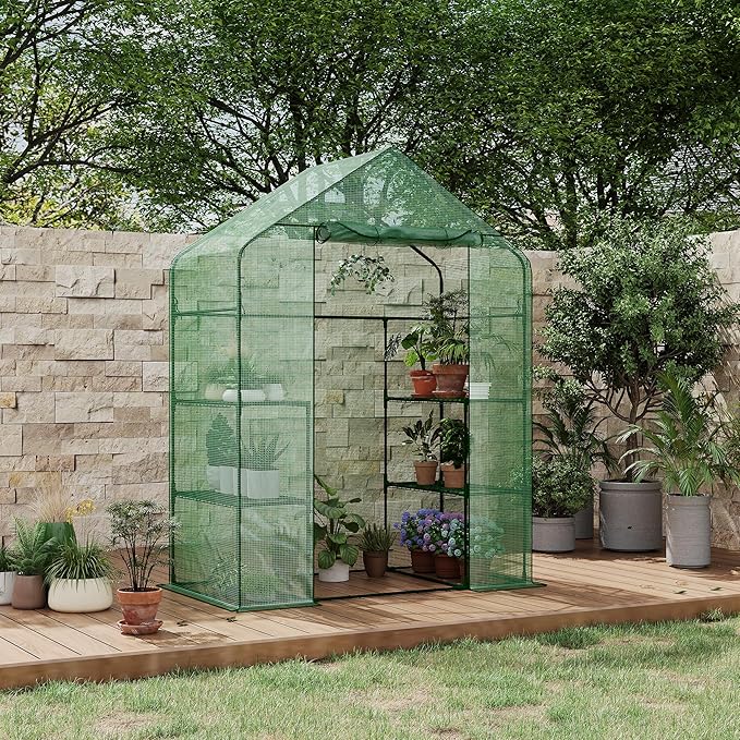 Portable Greenhouse 57 x 57 x 76'' Greenhouses for Outdoors Durable Small Green House Kit Thicken PE Cover Walk in Green Houses for Indoor Backyard Outside