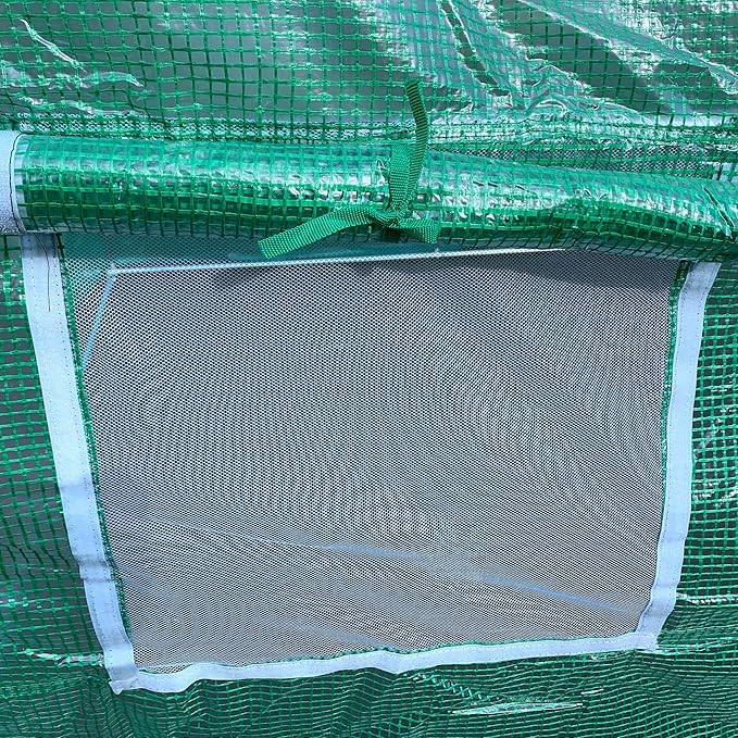 Outsunny 15' x 7' x 6.5' Walk-in Tunnel Hoop Greenhouse Green House for Outside with PE Cover Steel Frame Roll-Up Zipper Door &amp Windows for Flowers Vegetables Tropical Plants Green