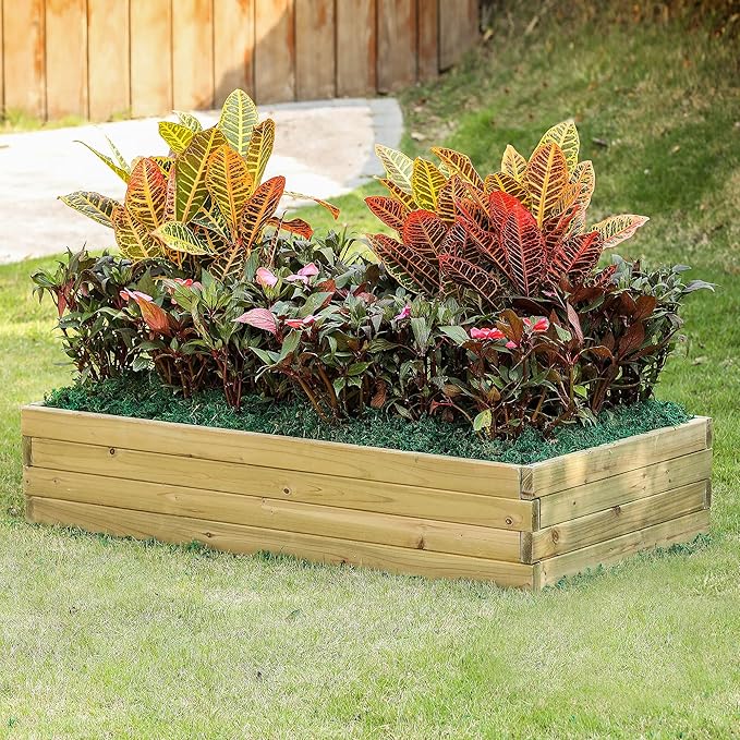 LuxenH me Wood 46 Raised Garden Bed Fir Wood Planting Bed Solid Wood for Vegetable Flower Herbfor Outdoor Lawn Yard Patio Use