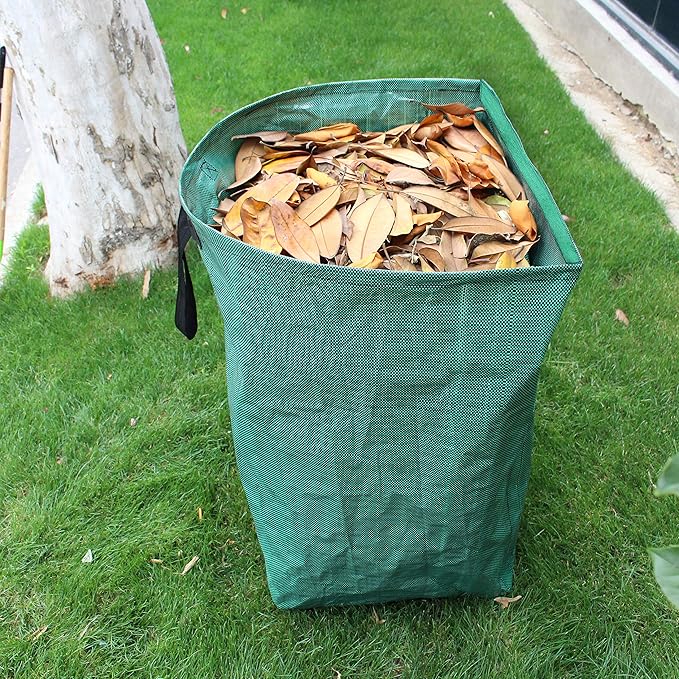 Gardzen 2-Pack 53 Gallon Dustpan-Type Yard Waste Bags Reusable Heavy Duty Collapsible Garden Leaf Bags Leaf Collector for Leaves Lawn Debris &amp Grass Clippings
