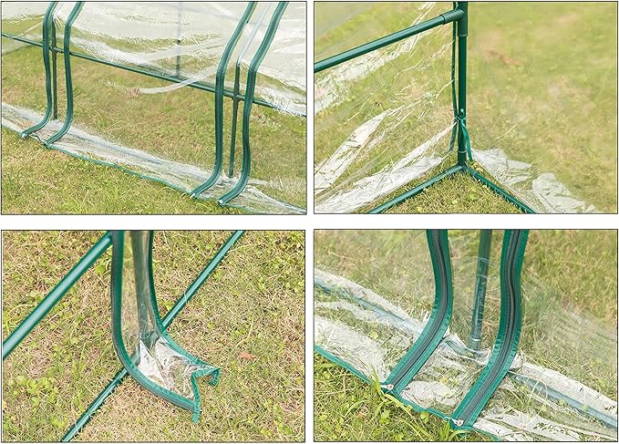 Gardenised Green Outdoor Waterproof Portable Plant Greenhouse with 2 Clear Zippered Windows Large