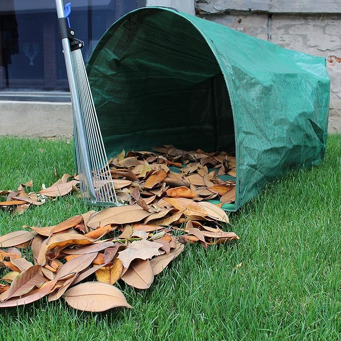 Gardzen 2-Pack 53 Gallon Dustpan-Type Yard Waste Bags Reusable Heavy Duty Collapsible Garden Leaf Bags Leaf Collector for Leaves Lawn Debris &amp Grass Clippings