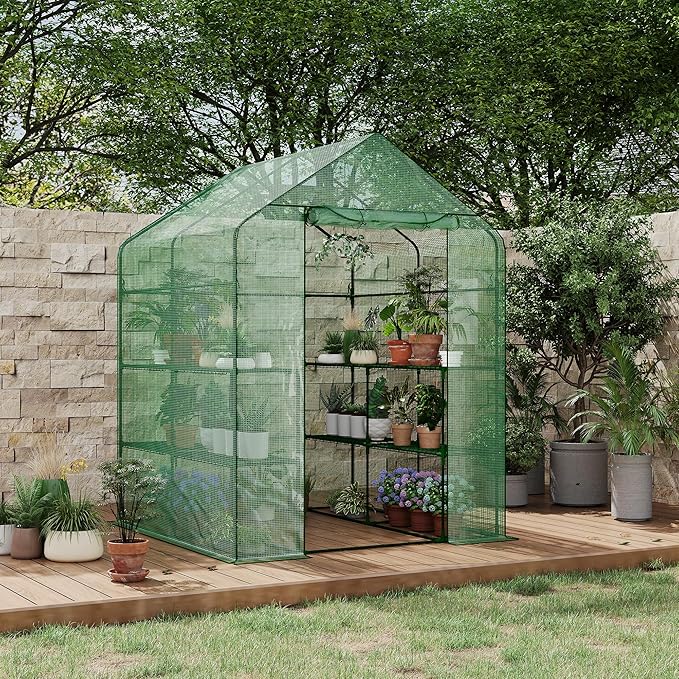 Portable Greenhouse 57 x 57 x 76'' Greenhouses for Outdoors Durable Small Green House Kit Thicken PE Cover Walk in Green Houses for Indoor Backyard Outside