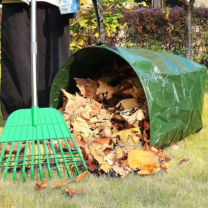 Gardzen 2-Pack 53 Gallon Dustpan-Type Yard Waste Bags Reusable Heavy Duty Collapsible Garden Leaf Bags Stand-Up Yard Waste Bin for Leaves Lawn Debris &amp Grass Clippings PE Material