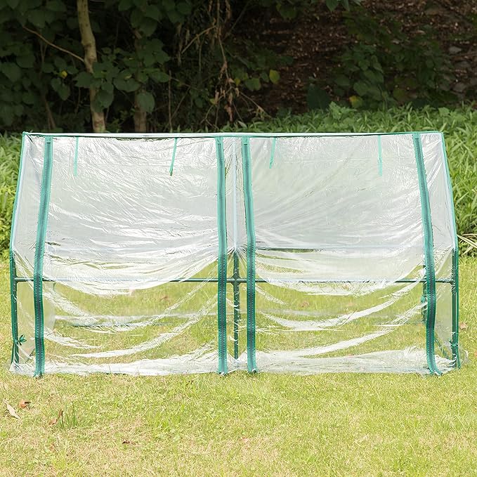Gardenised Green Outdoor Waterproof Portable Plant Greenhouse with 2 Clear Zippered Windows Medium